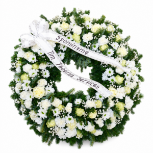 Zivý smútočný veniec WHITE -M